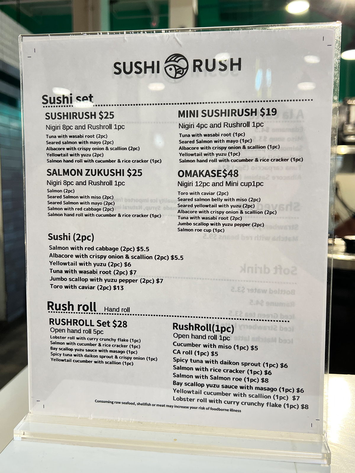 Sushi Rush Menu