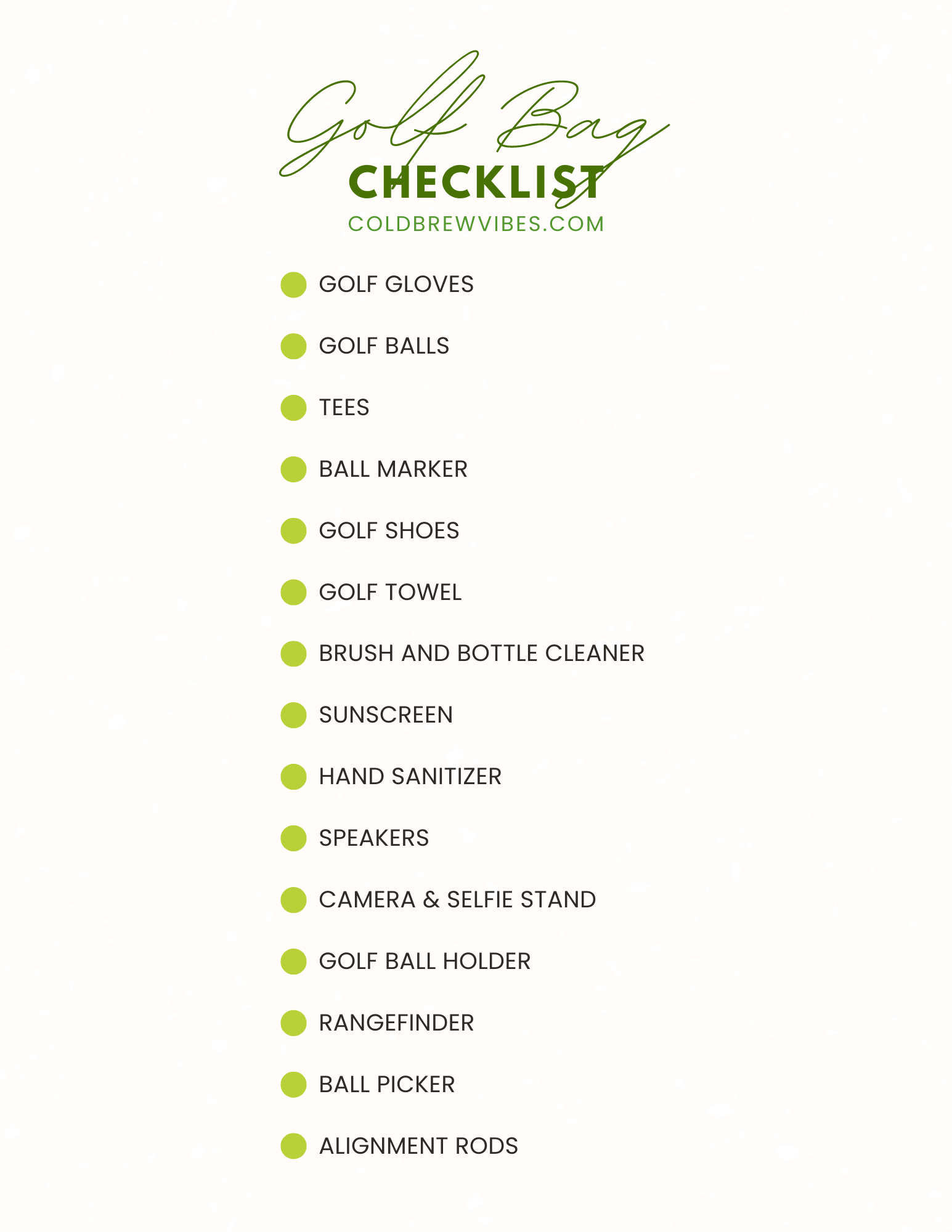 golf bag checklist