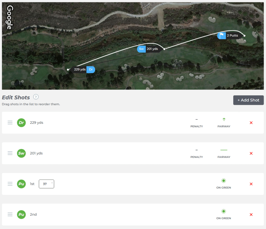 arccos golf dashboard